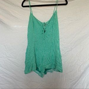 Green gingham romper